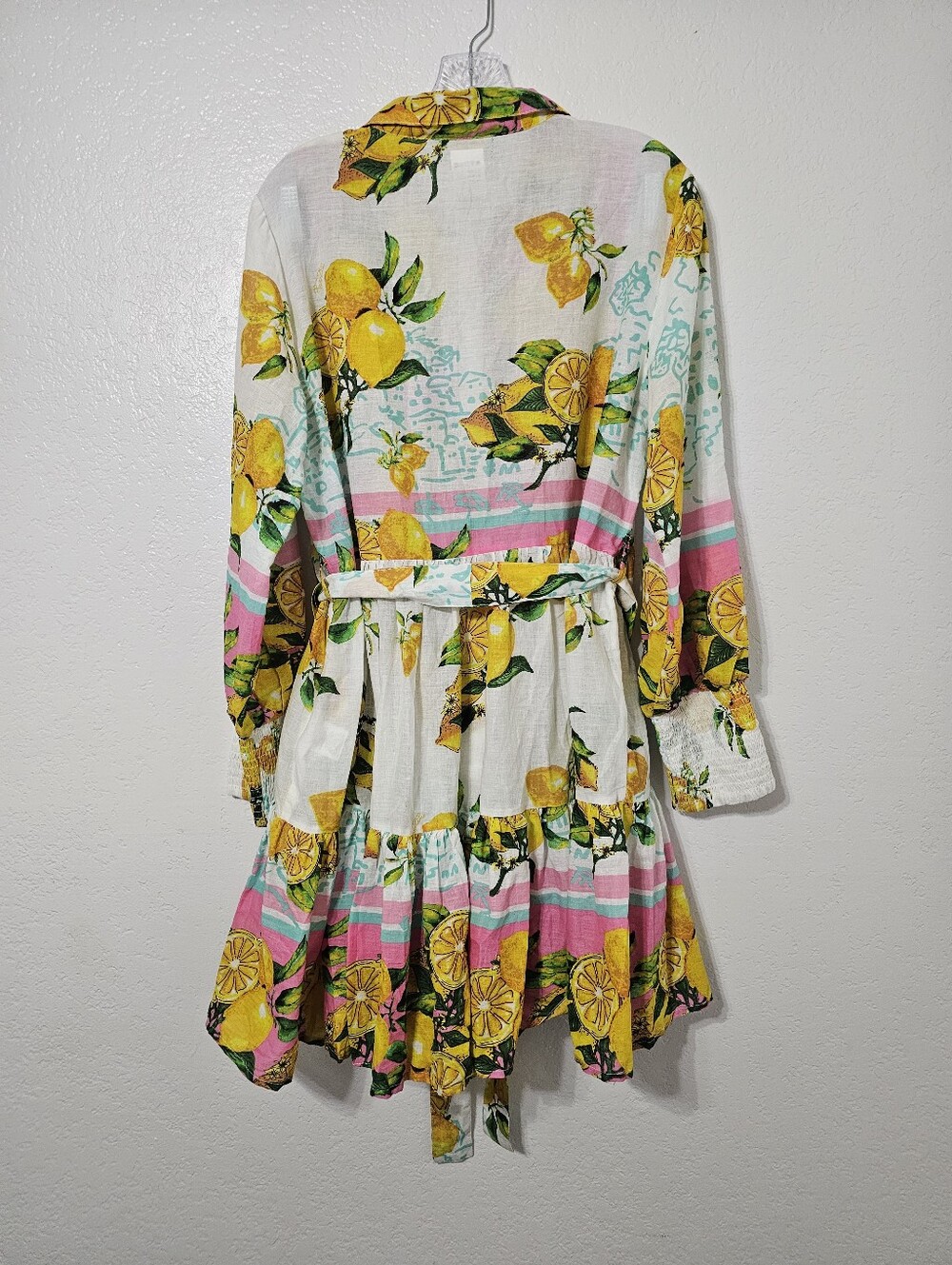 Amira Santorini Lemon Grove Tiered Mini Dress One Size 100% Cotton Mediterranean - Picture 3 of 8